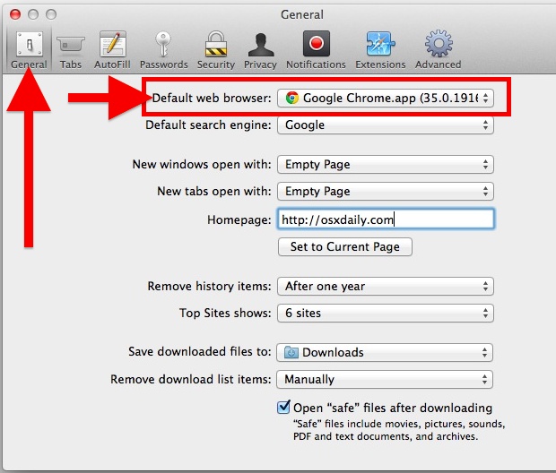 set a homepage for mac